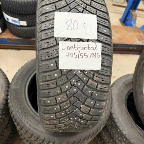 Continental käytetyt nastarenkaat 205/55-16 4kpl  / Renkaiden asennus 50-100€